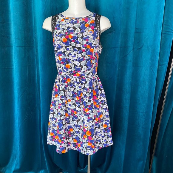 Kensie Color Pops Lace-Inset Dress Indigo Combo - Picture 4 of 14